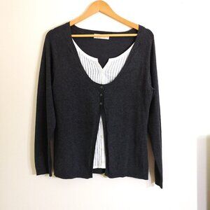 Michael Kors Pintuck layered Sweater Gray Size S-M